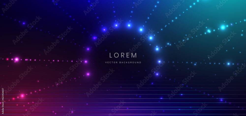Abstract technology futuristic horizontal glowing lines neon blue and pink light ray on dark blue background with lighting effect. Abstract technology futuristic horizontal glowing lines neon blue and pink light ray on dark blue background with lighting effect.