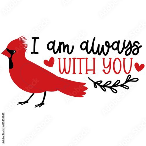 In Loving Memory lettering. illustration vector poster, background, postcard, banner, window. Cardinal. Vector illustration