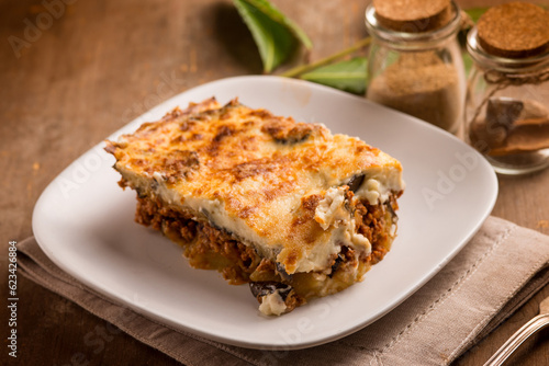 slice moussaka  traditional greek recipe © Marco Mayer