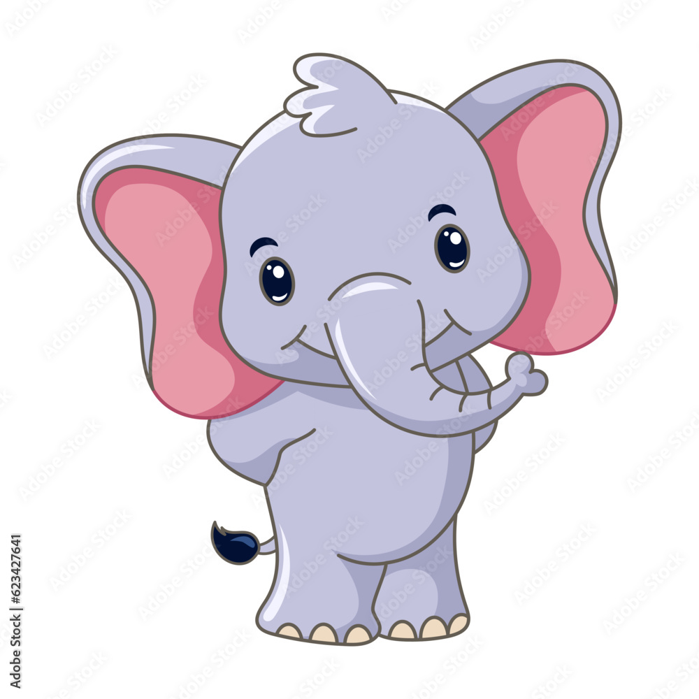 cute baby elephant cartoon smiling