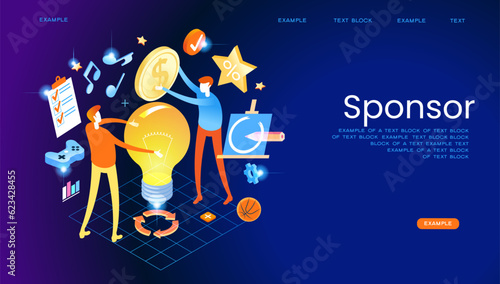 Sponsor banner web. Concept with icon of support, project, benefit, art, event, music, sport, film.