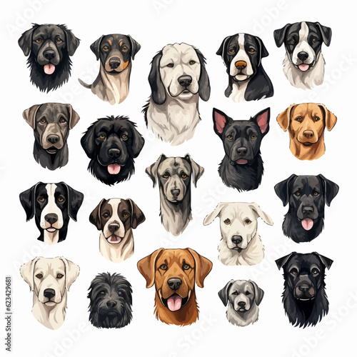 set of dog heads vector 