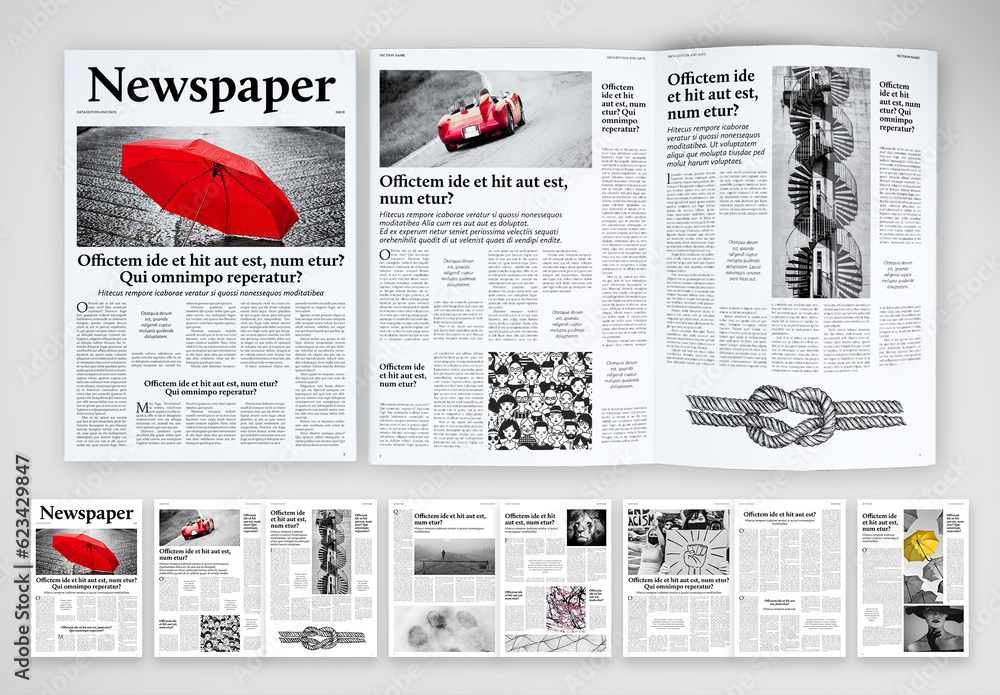 A3 Newspaper Layout Stock Template | Adobe Stock