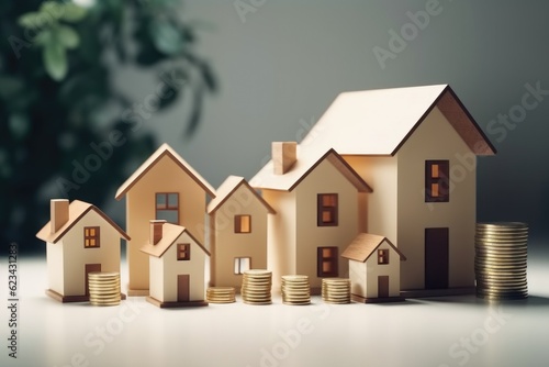 The concept of real estate market growth, Rising interest rates for home, Home loans.