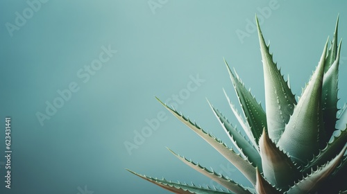Aloe vera plant with copy space for text, illustration for product presentation and template design.