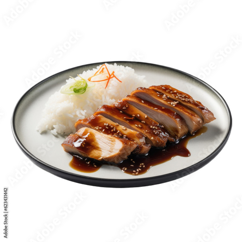 Chicken Teriyaki isolated on transparent background. Generative AI