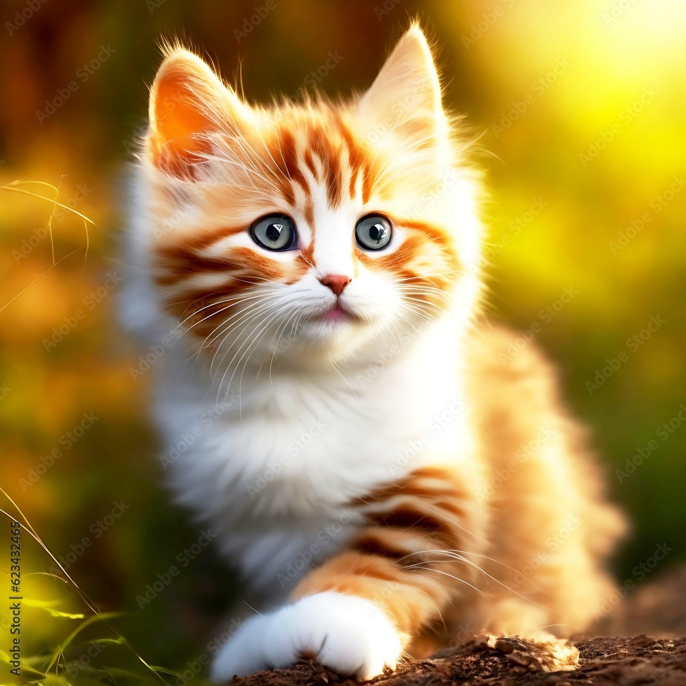  Siberian tabby cat exploring the autumn forest