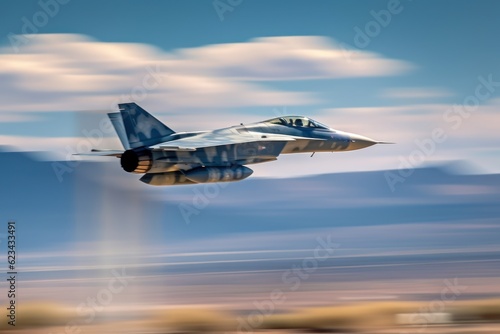 Fighter jet slices through the sky at supersonic speed. Generative AI 8