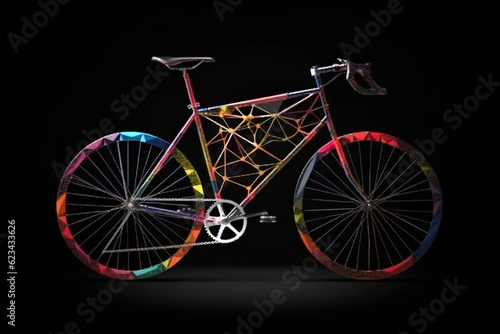 color logo polygonal bicycle, road bike generative ai