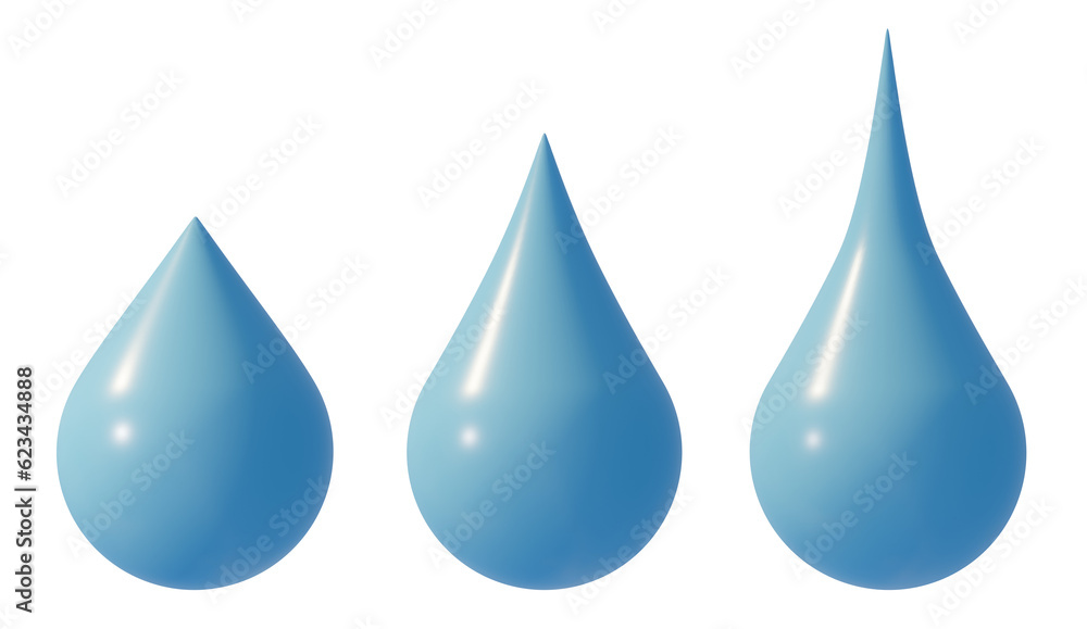 Blue 3D water drops on transparent background. Cut out graphic design elements. Aqua drop, liquid. Cartoon style droplet. 3D rendering. Blue 3D water drops on transparent background. Cut out graphic design elements. Aqua drop, liquid. Cartoon style droplet. 3D rendering.
