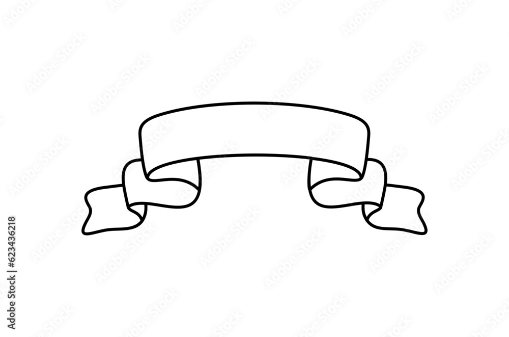 Line ribbon banner icon, Web design element. Hand drawn vector illustration. Place for your text for business, greeting card and holidays copy space Line ribbon banner icon, Web design element. Hand drawn vector illustration. Place for your text for business, greeting card and holidays copy space