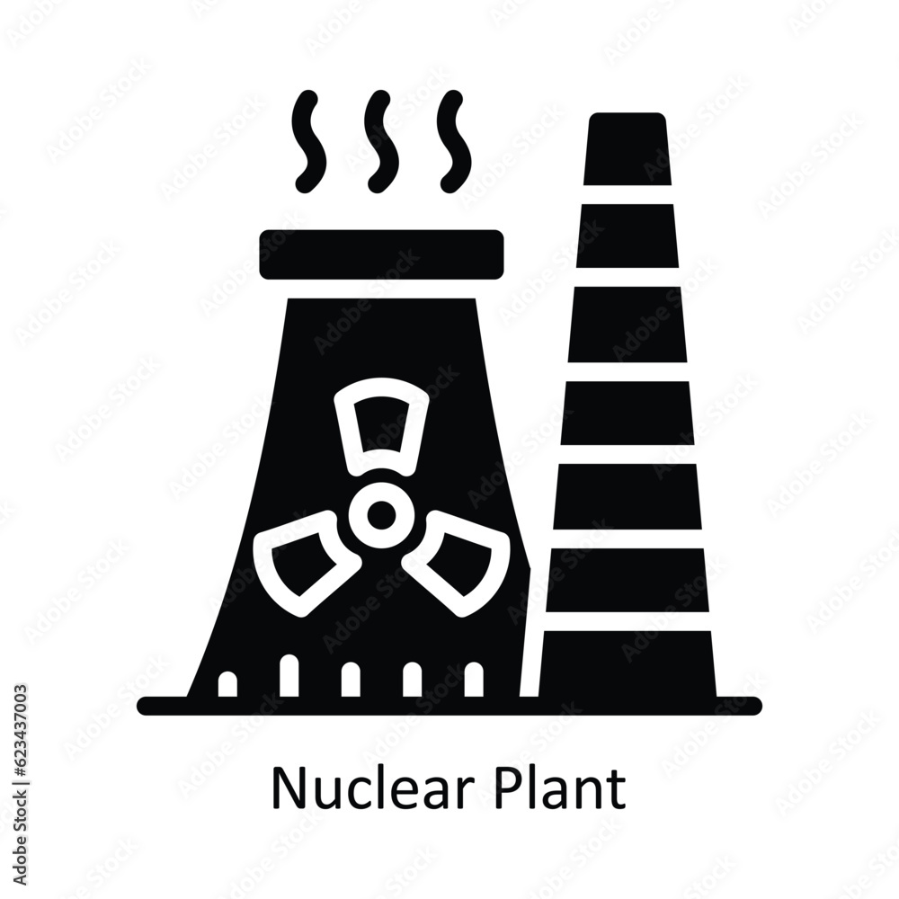 Nuclear Plant Vector Solid Icon Design illustration. Nature and ecology Symbol on White background EPS 10 File Nuclear Plant Vector Solid Icon Design illustration. Nature and ecology Symbol on White background EPS 10 File
