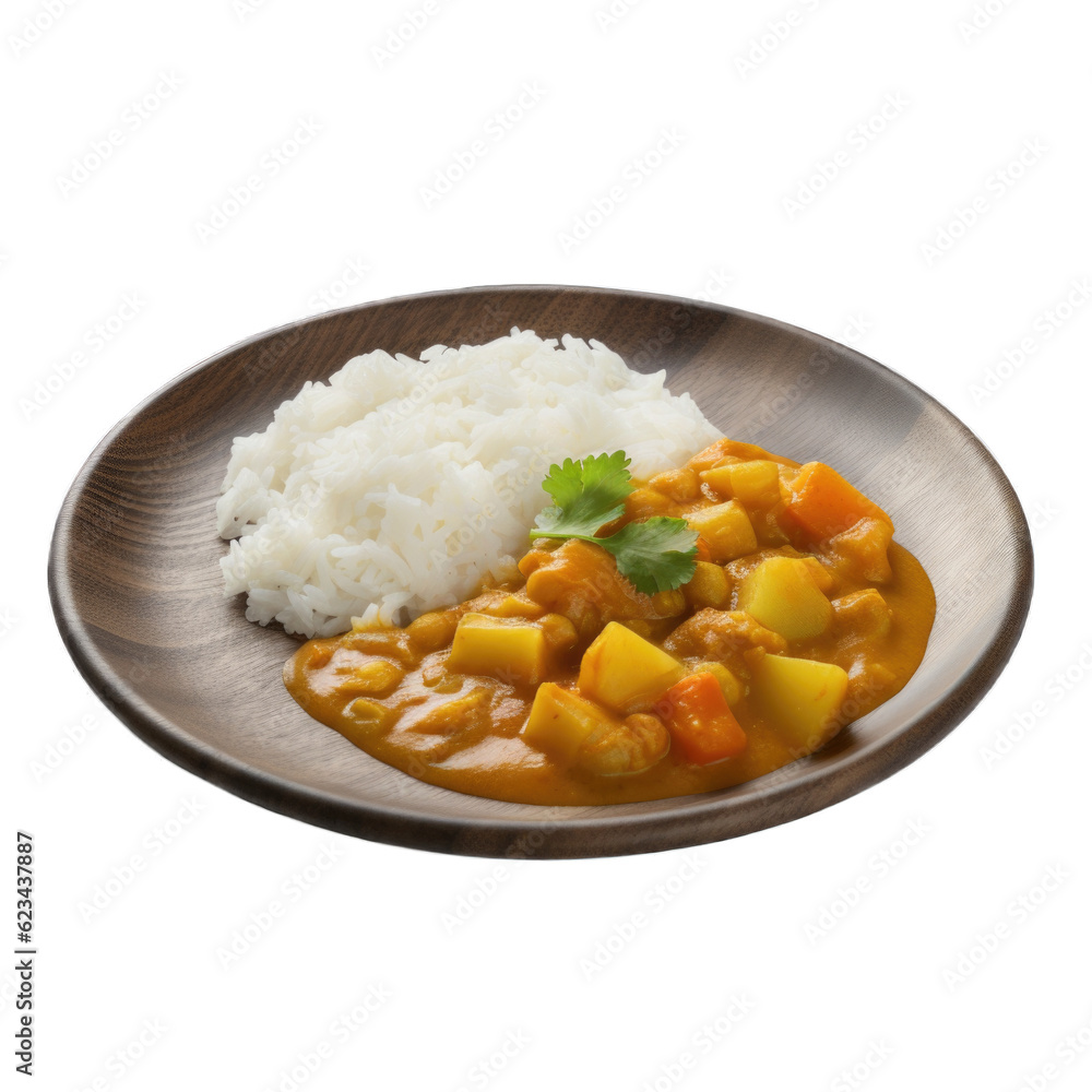 Vegetable Curry isolated on transparent background. Generative AI