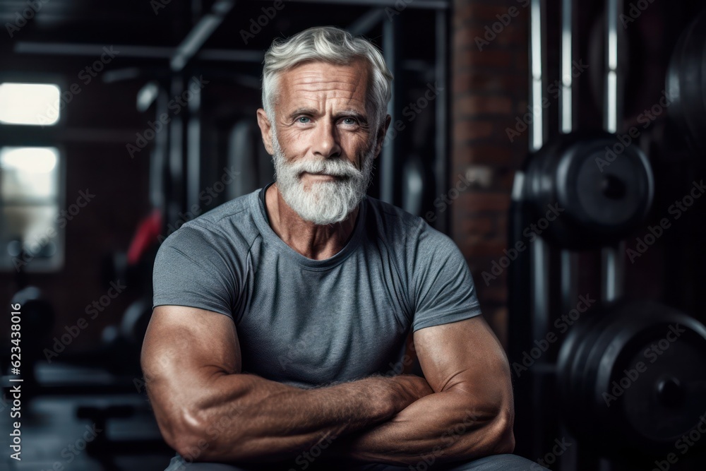 Portrait of senior man working out gym fitness, fitness concept. Senior healthy lifestyle with fitness gym and healthy life middle aged man Portrait of senior man working out gym fitness, fitness concept. Senior healthy lifestyle with fitness gym and healthy life middle aged man