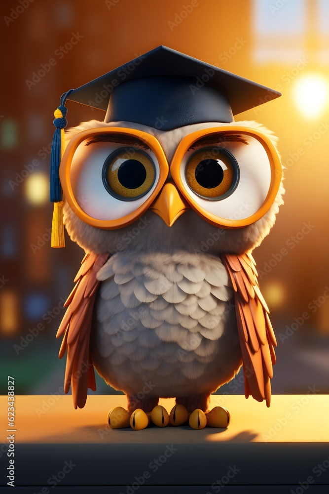 Owl in graduation hat