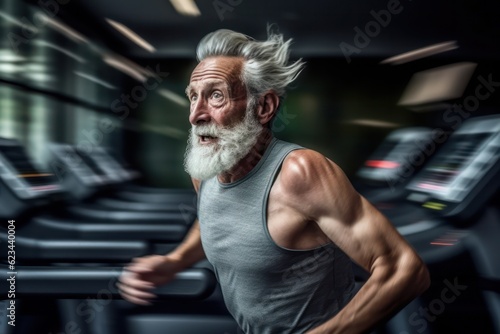 Senior healthy lifestyle concept with fitness man working out at gym. healthy life middle aged man