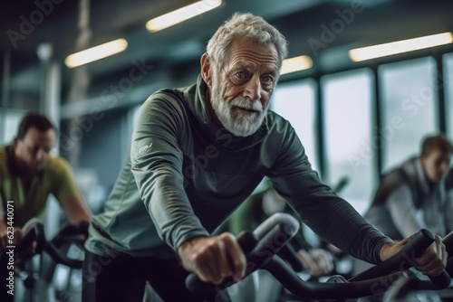 Senior healthy lifestyle concept with fitness man working out at gym. healthy life middle aged man © aboutmomentsimages