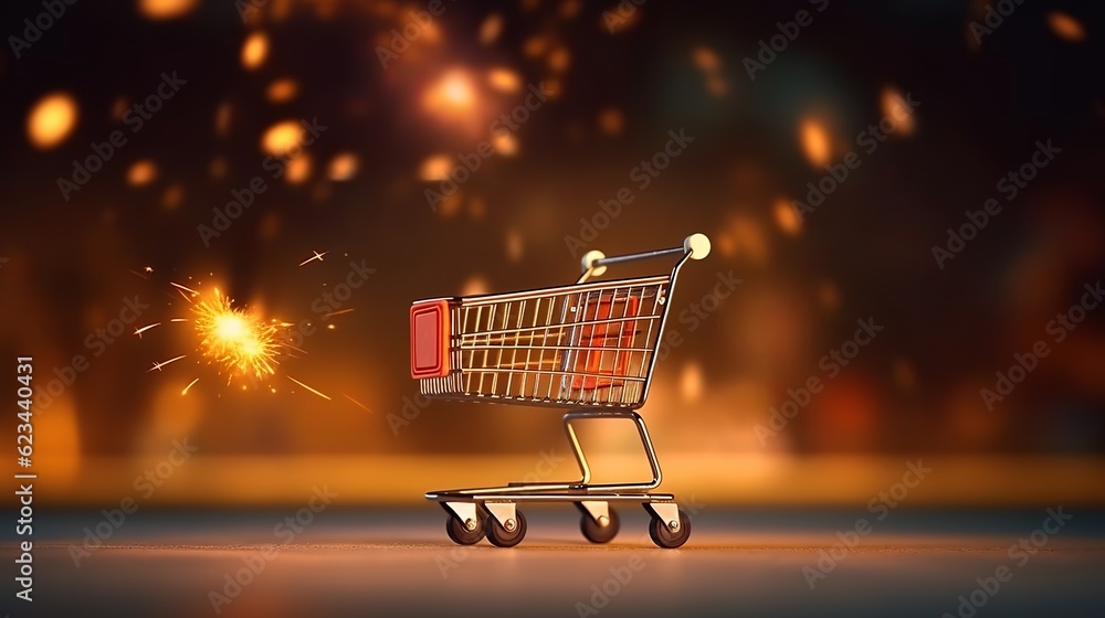 Shopping cart for cyber Monday and black Friday, Generative ai
