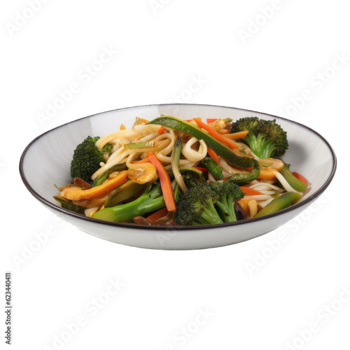 Vegetable Stir-Fry isolated on transparent background. Generative AI