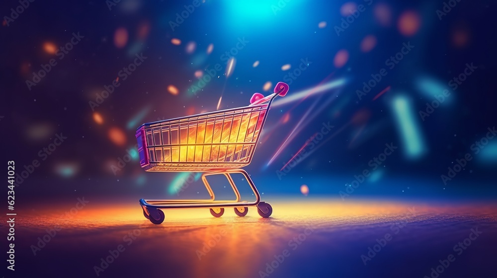 Shopping cart for cyber Monday and black Friday, Generative ai