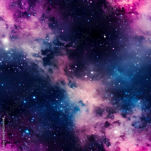 Seamless glittered galaxy background, space pattern, nebula backdrop, created with generative AI technology © Andrea
