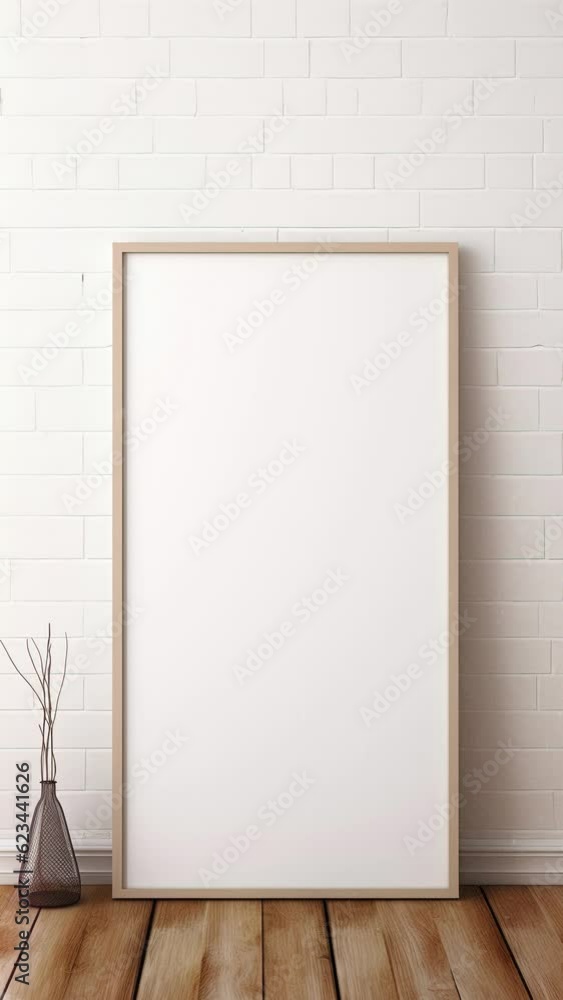 Video mockup, picture frame blank template, poster print wooden frame mock up, artwork painting photo presentation, vertical, cozy living room, minimalist aesthetic Video mockup, picture frame blank template, poster print wooden frame mock up, artwork painting photo presentation, vertical, cozy living room, minimalist aesthetic