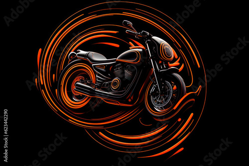 sport bike futuristic logo illuminated motorcycle generative ai