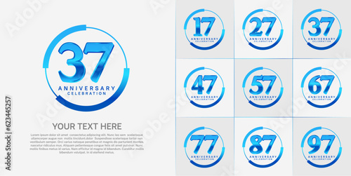 set of anniversary logo with blue number in circle can be use for celebration