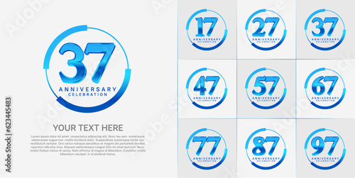 set of anniversary logo with blue number in circle can be use for celebration