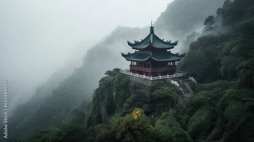 Buddhist old temple at winter landscape Buddhist old temple at winter landscape