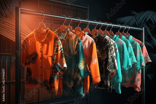 Colorful 80s and 90s style clothes. Generative AI © Deivison