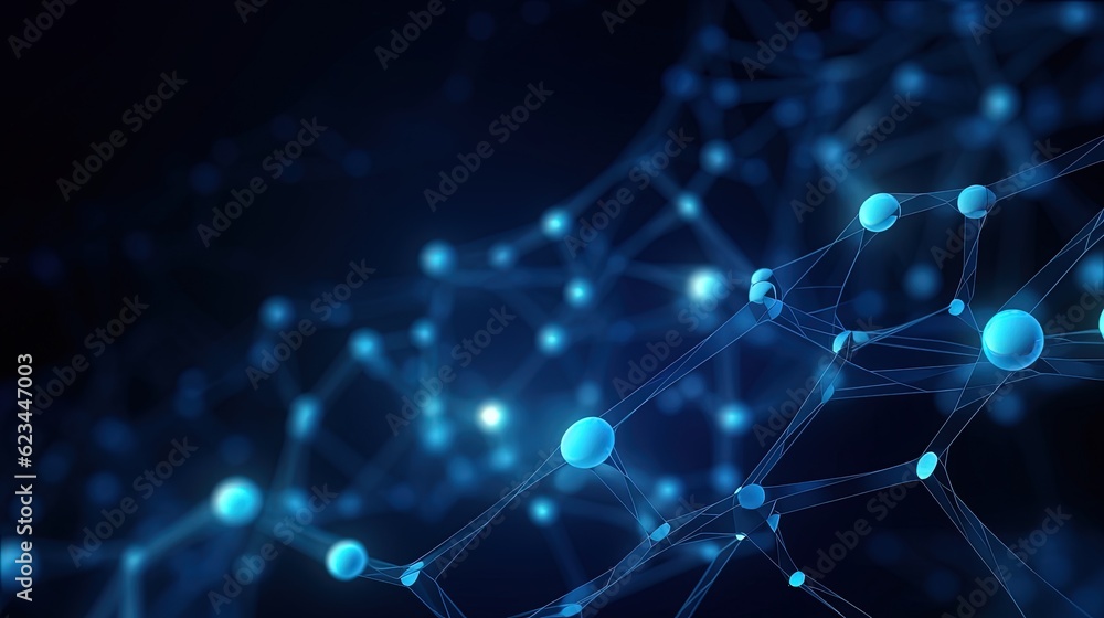 Blue background with luminous connections, network concept, digital illustration. Generative AI Blue background with luminous connections, network concept, digital illustration. Generative AI