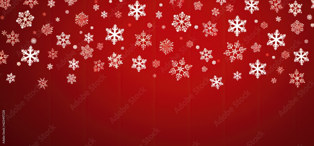 Red background with snowflakes, christmas concept. Generative AI Red background with snowflakes, christmas concept. Generative AI