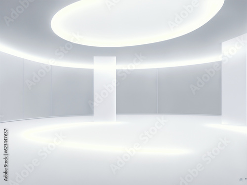 empty white big open industrial hall 3d render illustration