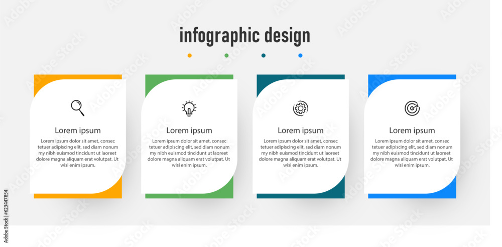 Infographic template elements. timeline with 4 steps, options. can be used for workflow diagram, info chart, web design. vector illustration.