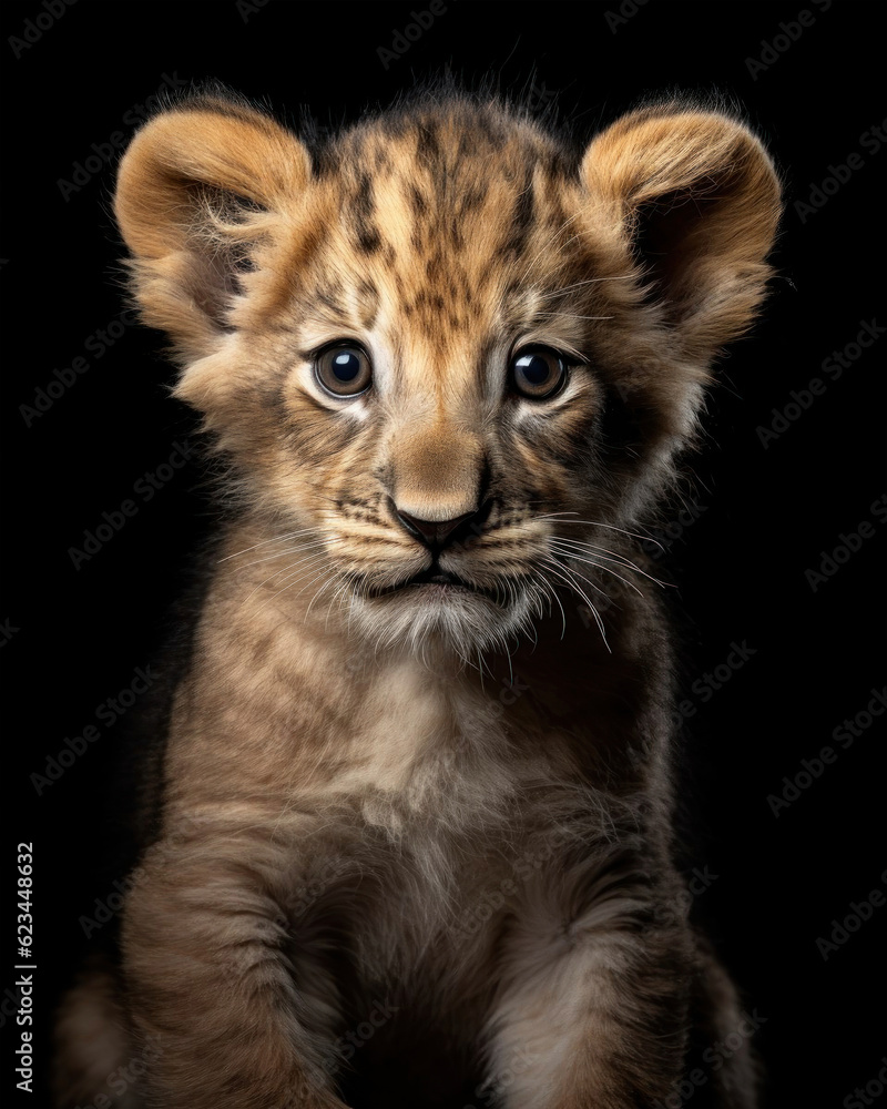 Generated photorealistic image of a lion cub