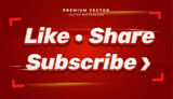 Premium Vector 3D shiny red effect on red background. Like share subscribe text for streaming