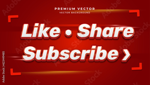 Premium Vector 3D shiny red effect on red background. Like share subscribe text for streaming