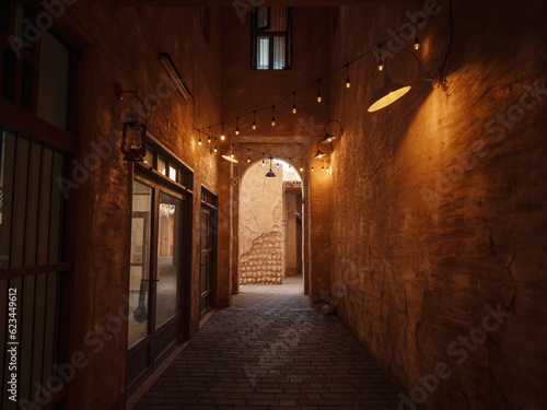 Al seef old historical district with traditional Arabic architecture. old buildings and traditional Arabian street. © YURII Seleznov
