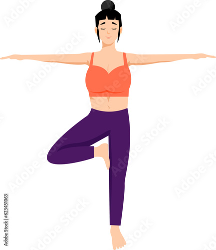 tree yoga asana pose illustration