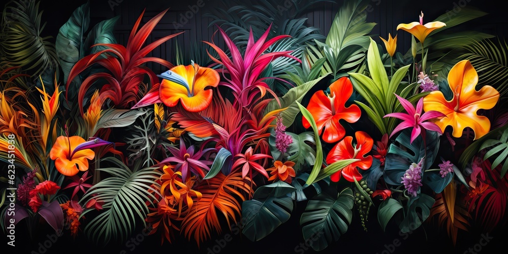 AI Generated. AI Generative. Notanical herbal exotic tropical plants herbs flowers botanical foliage background nature jungle lanfscape. Graphic Art AI Generated. AI Generative. Notanical herbal exotic tropical plants herbs flowers botanical foliage background nature jungle lanfscape. Graphic Art