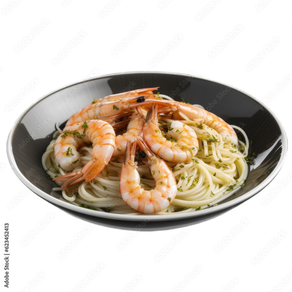 Shrimp Scampi isolated on transparent background. Generative AI Shrimp Scampi isolated on transparent background. Generative AI