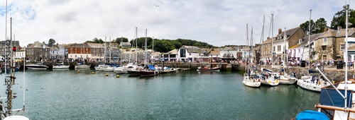 Landscape panorama of padstow harbour and town in Cornwall photo