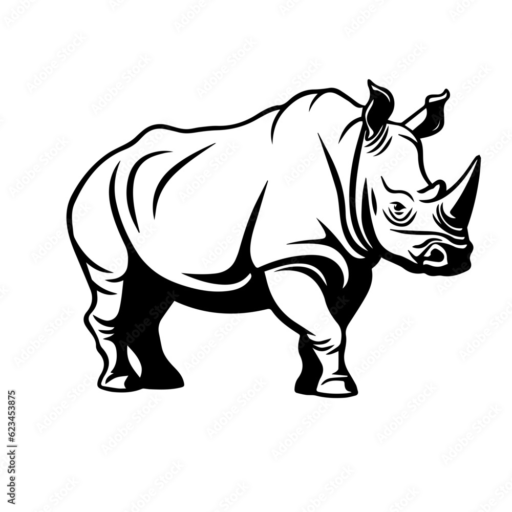 Fototapeta premium rhino silhouette illustration