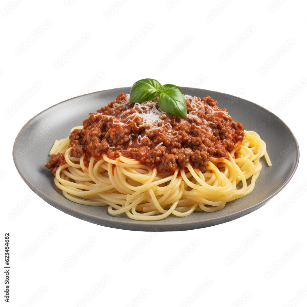 Spaghetti Bolognese isolated on transparent background. Generative AI