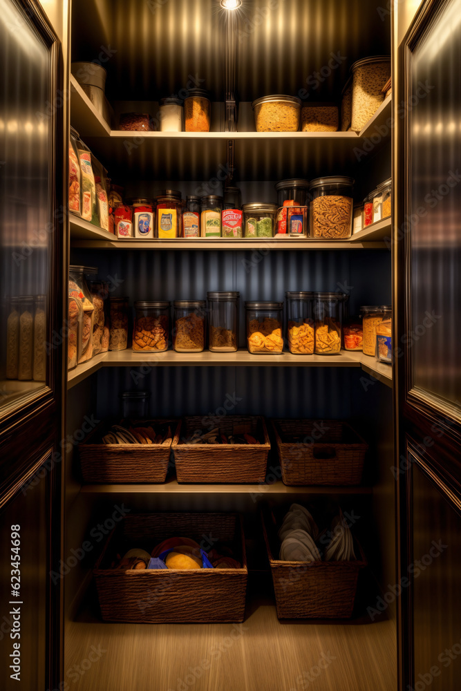 A Pantry Filled With Lots Of Different Types Of Food