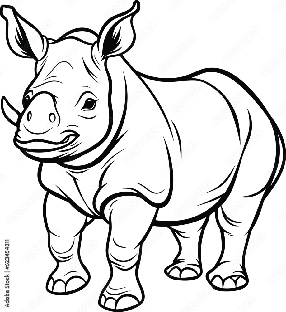 Fototapeta premium Rhinoceros coloring pages vector animals