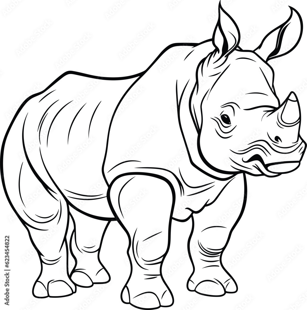 Fototapeta premium Rhinoceros coloring pages vector animals