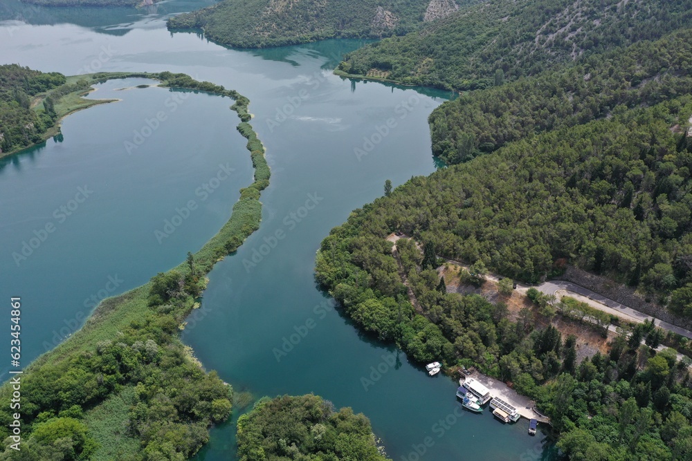 Krka National Park and Waterfalls. Drone footage