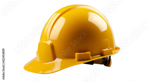 A yellow construction/safety helmet on a transparent background